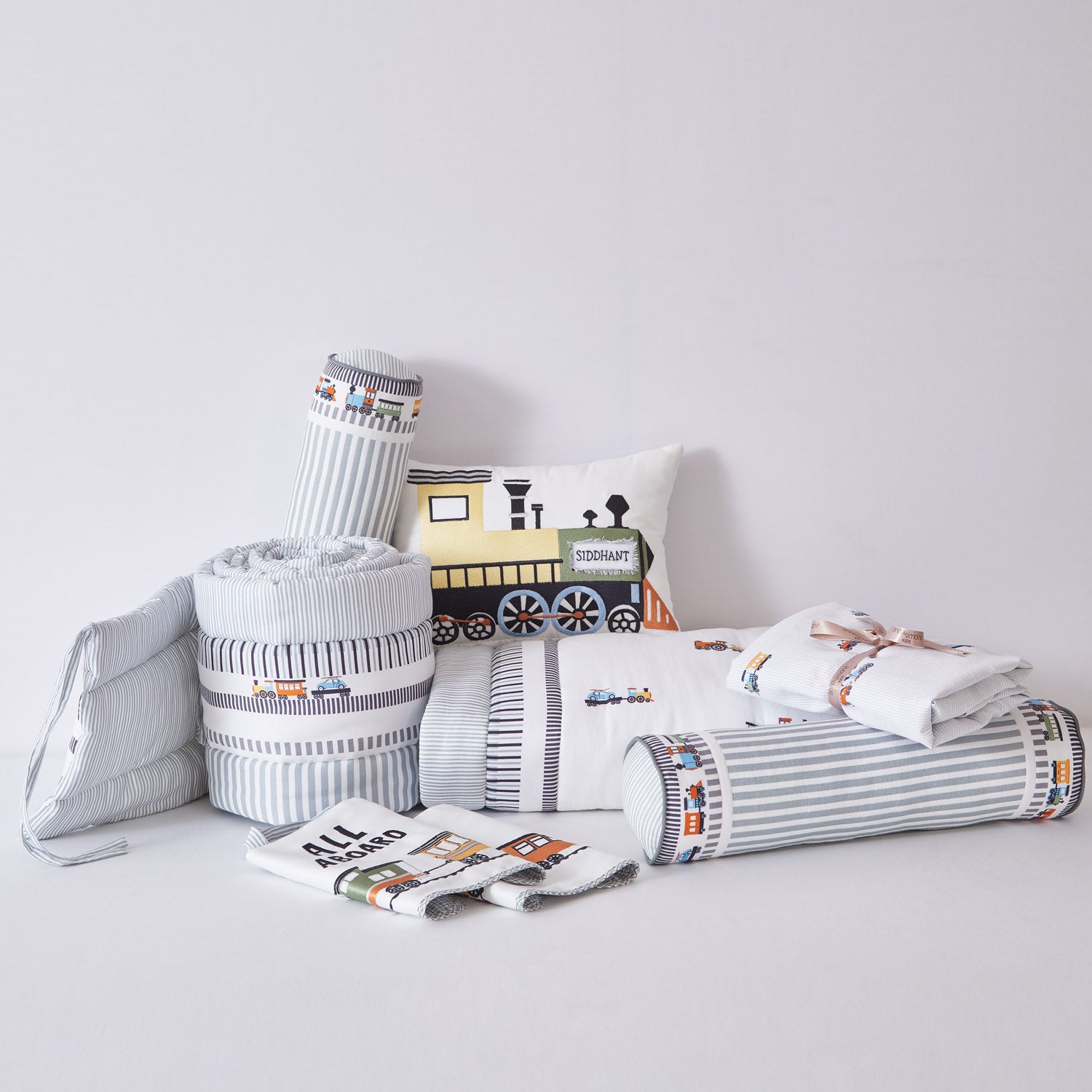 Train Crib Bedding Set - Set of Eight