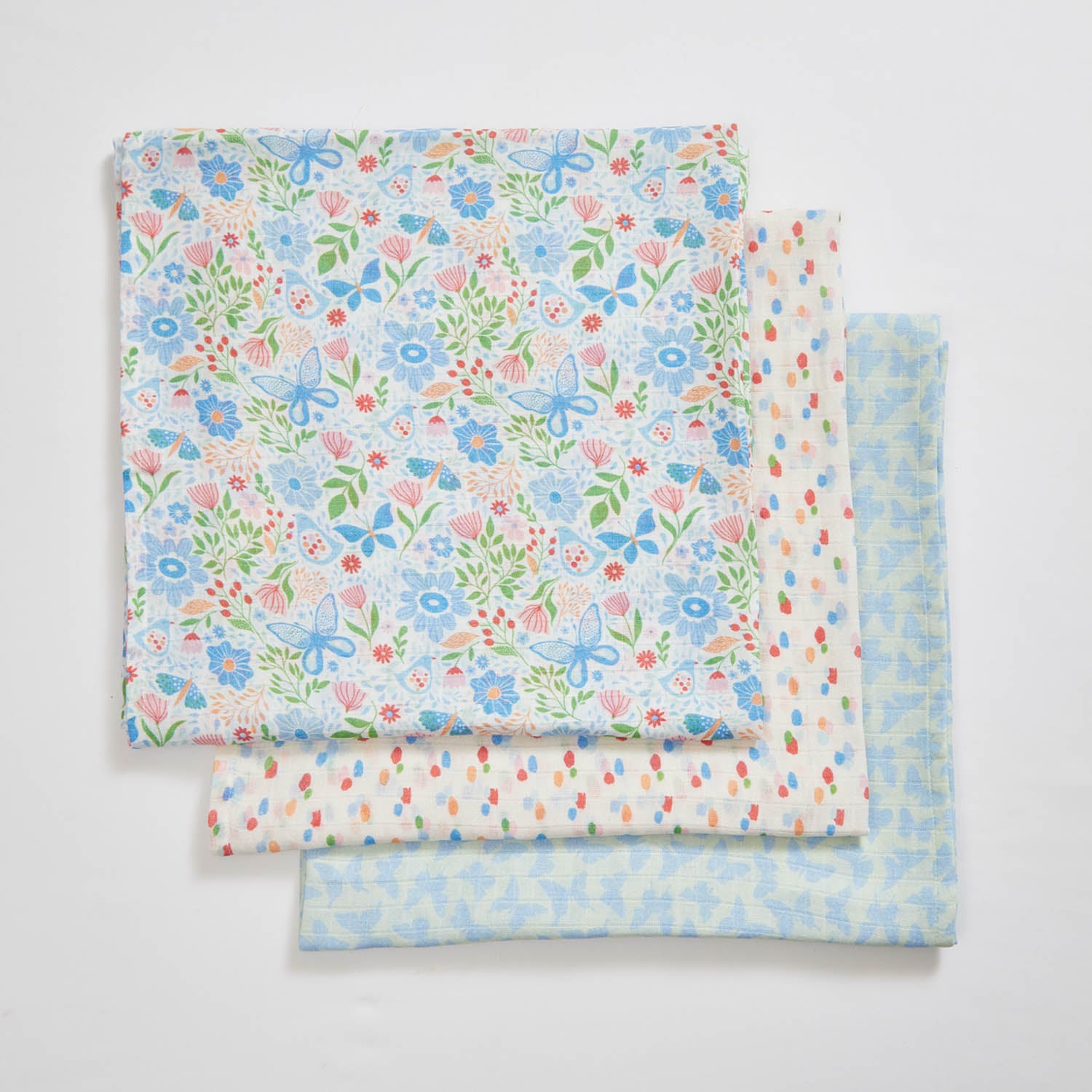 Butterfly Muslin Swaddles - Set of Three