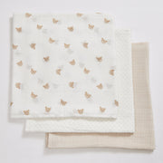 Teddy Muslin Swaddles - Set of Three