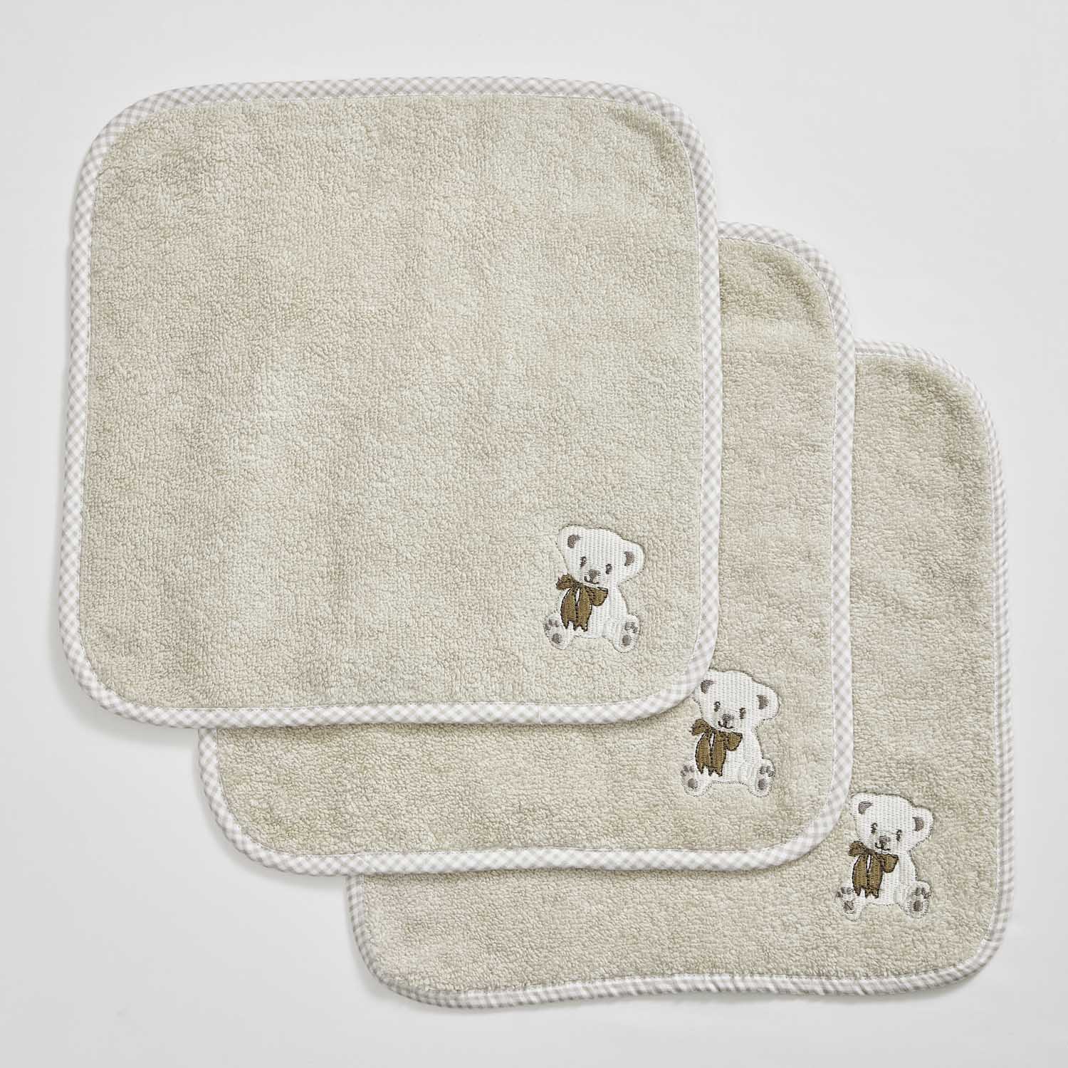 Teddy Face Towel - Set of Three