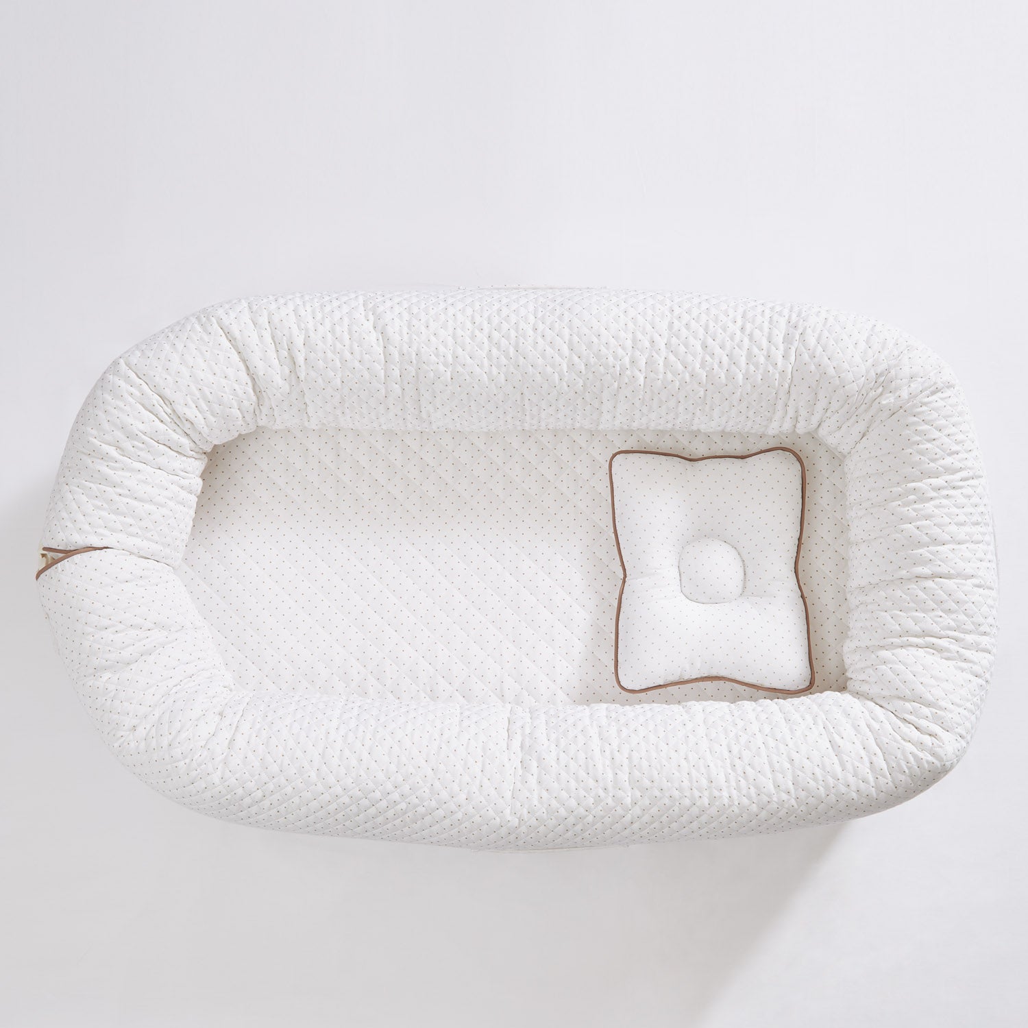 White & Brown Polka Dot Newborn Baby Nest