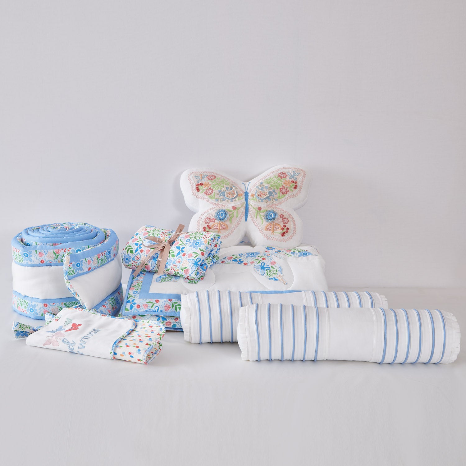 Butterfly Crib Bedding Set - Set of Eight