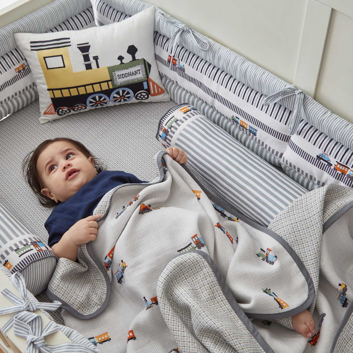 Train Premium Cotton Muslin Blanket