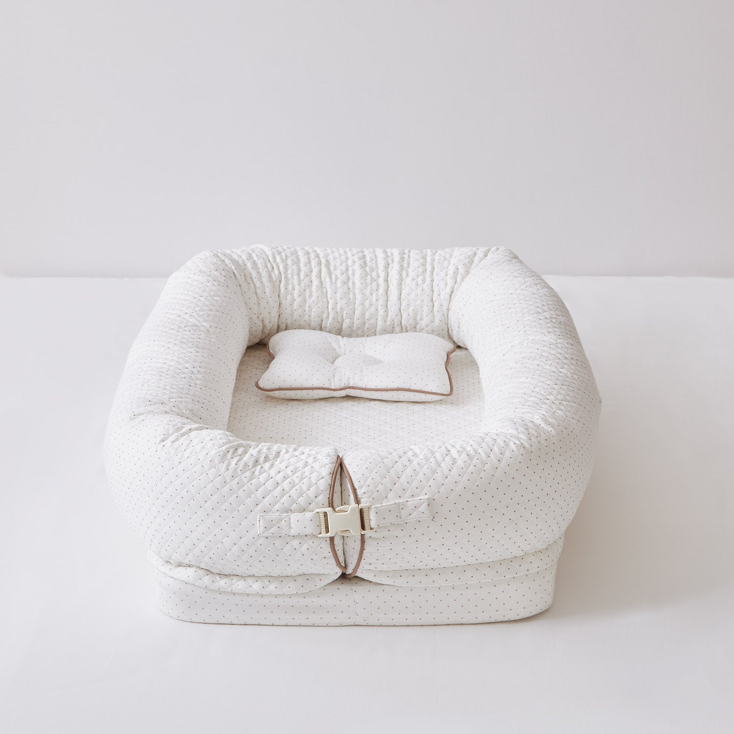 White & Brown Polka Dot Newborn Baby Nest