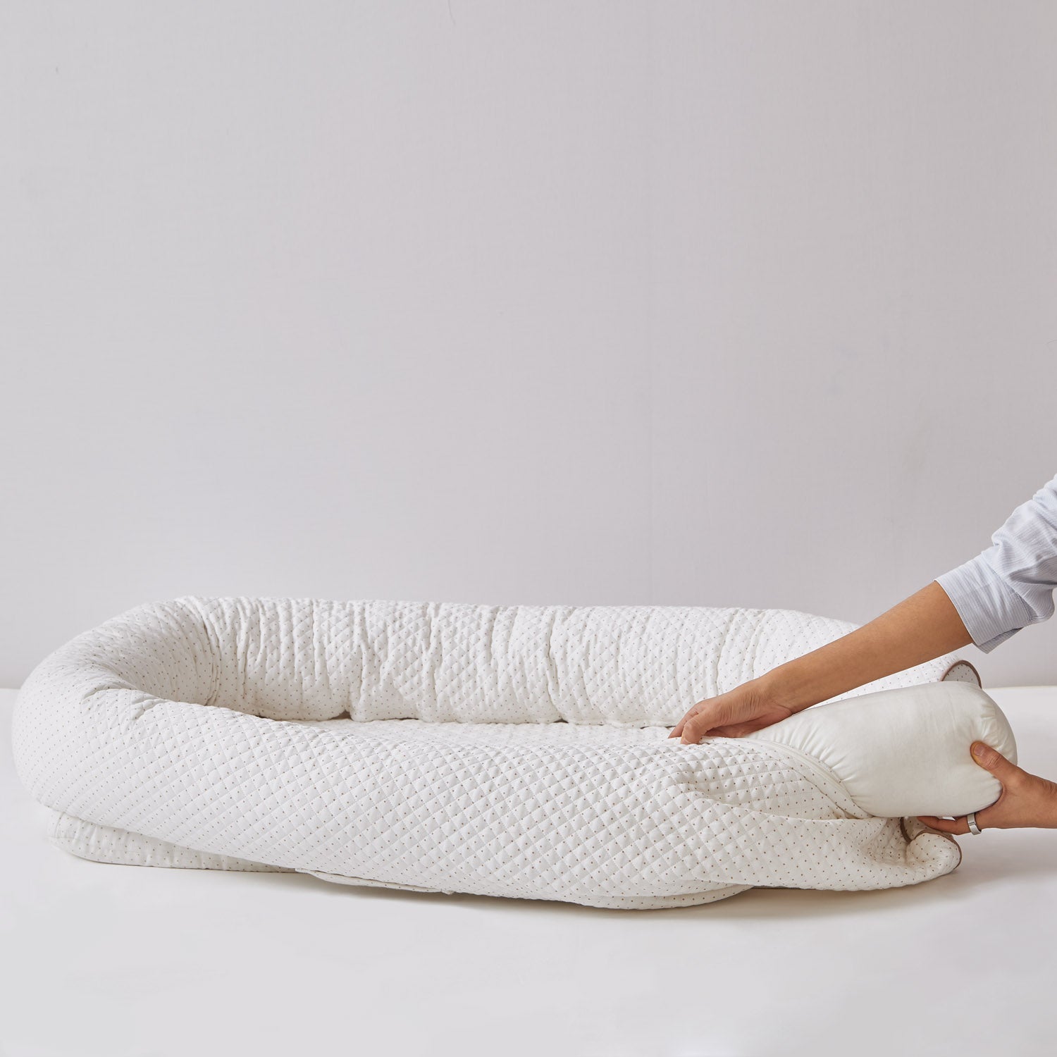 White & Brown Polka Dot Newborn Baby Nest