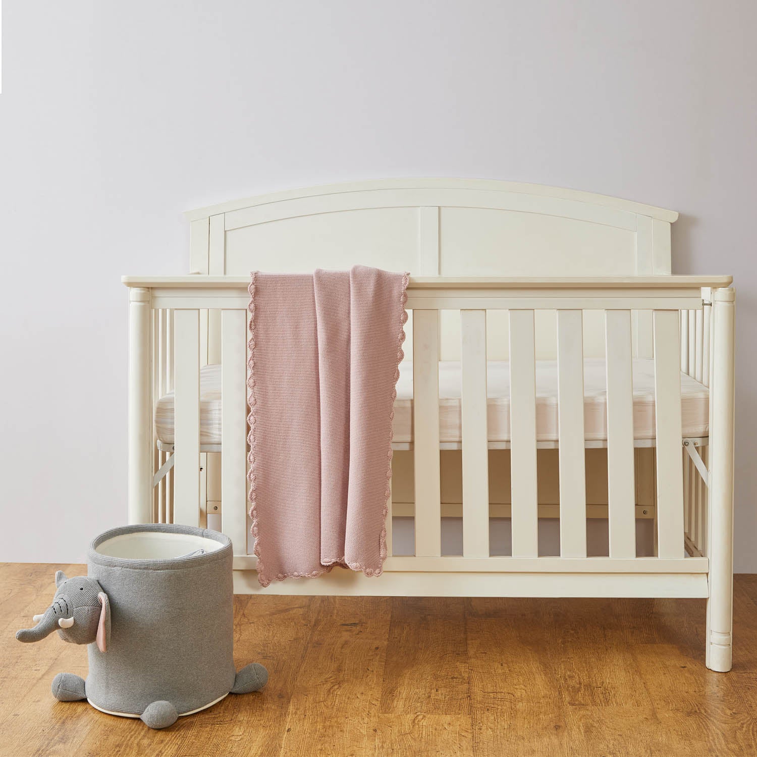 Pink Cotton Knitted Blanket + Rattle