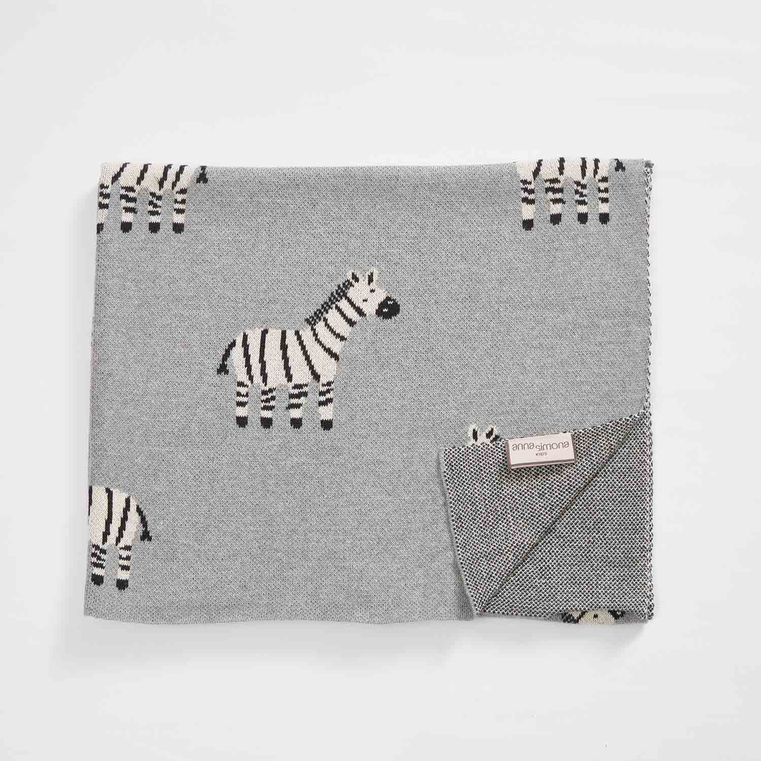 Zebra Cotton Knitted Blanket