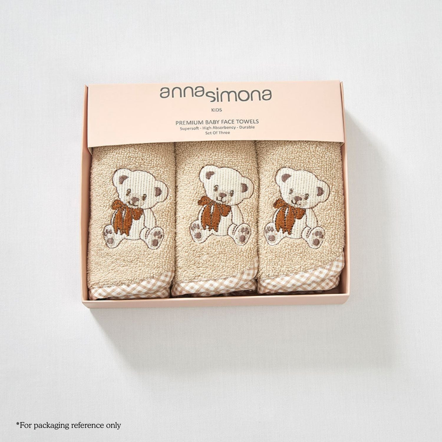 Teddy Face Towel - Set of Three