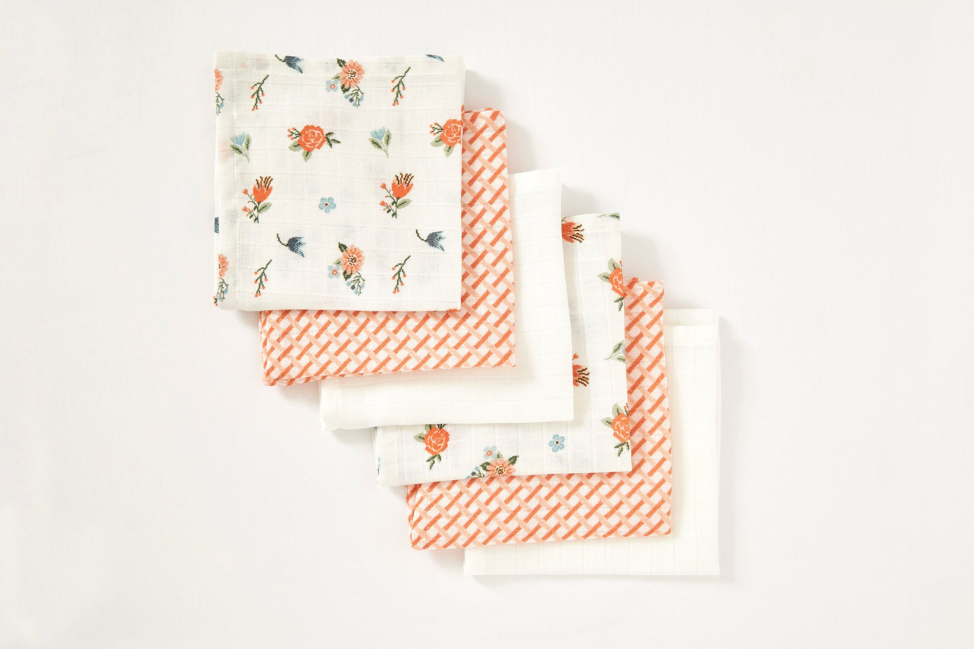 Blossom Muslin Wash Cloths - Set of Six