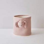 Pink Cotton Knitted Bunny Toy Basket