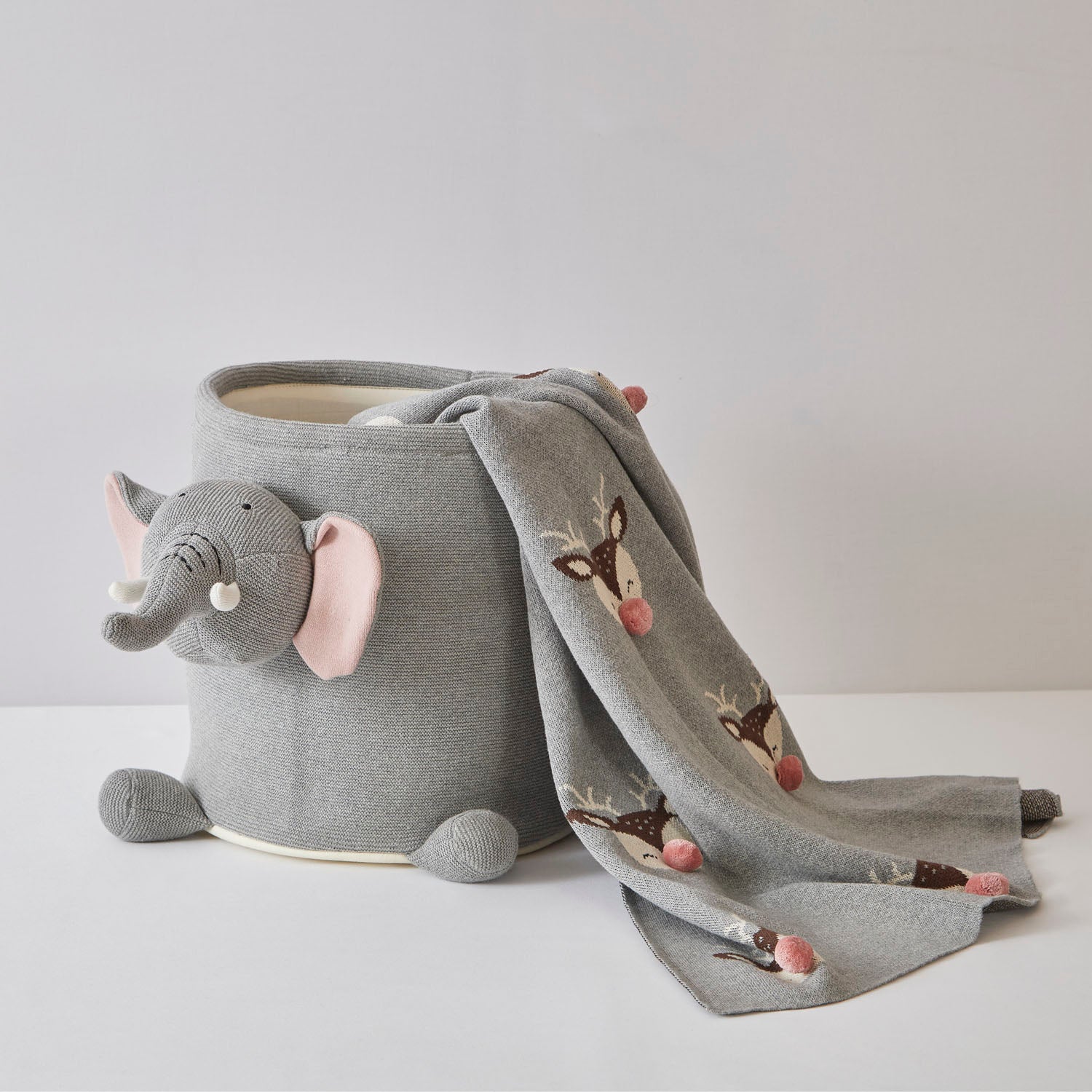 Elephant Cotton Knitted Toy Basket