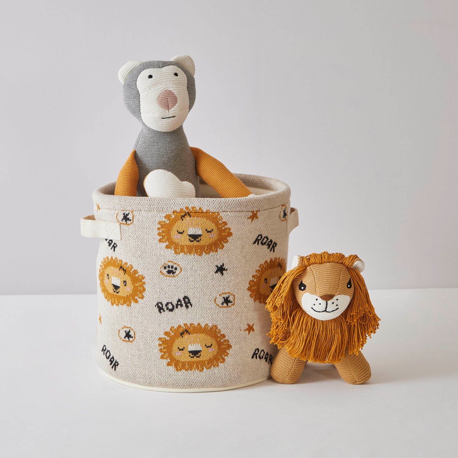 Lion Cotton Knitted Toy Basket
