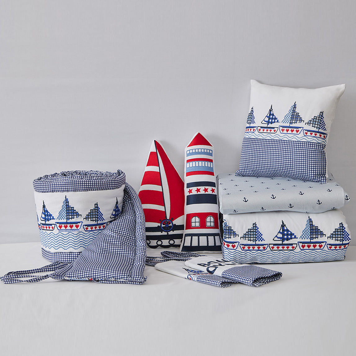 Sail Boat Crib Bedding - Set of Eight