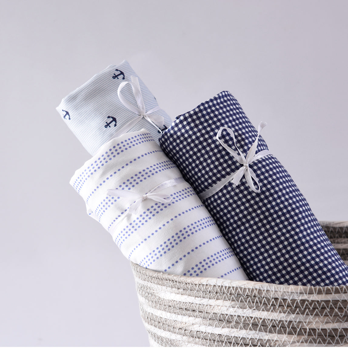 Sail Boat Muslin Swaddles - Set of Three