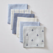 Sail Boat Muslin Wash Cloths - Set of Six