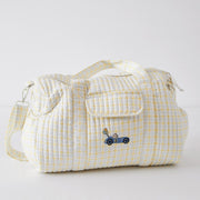 Blue & Yellow Checks Diaper Tote Bag