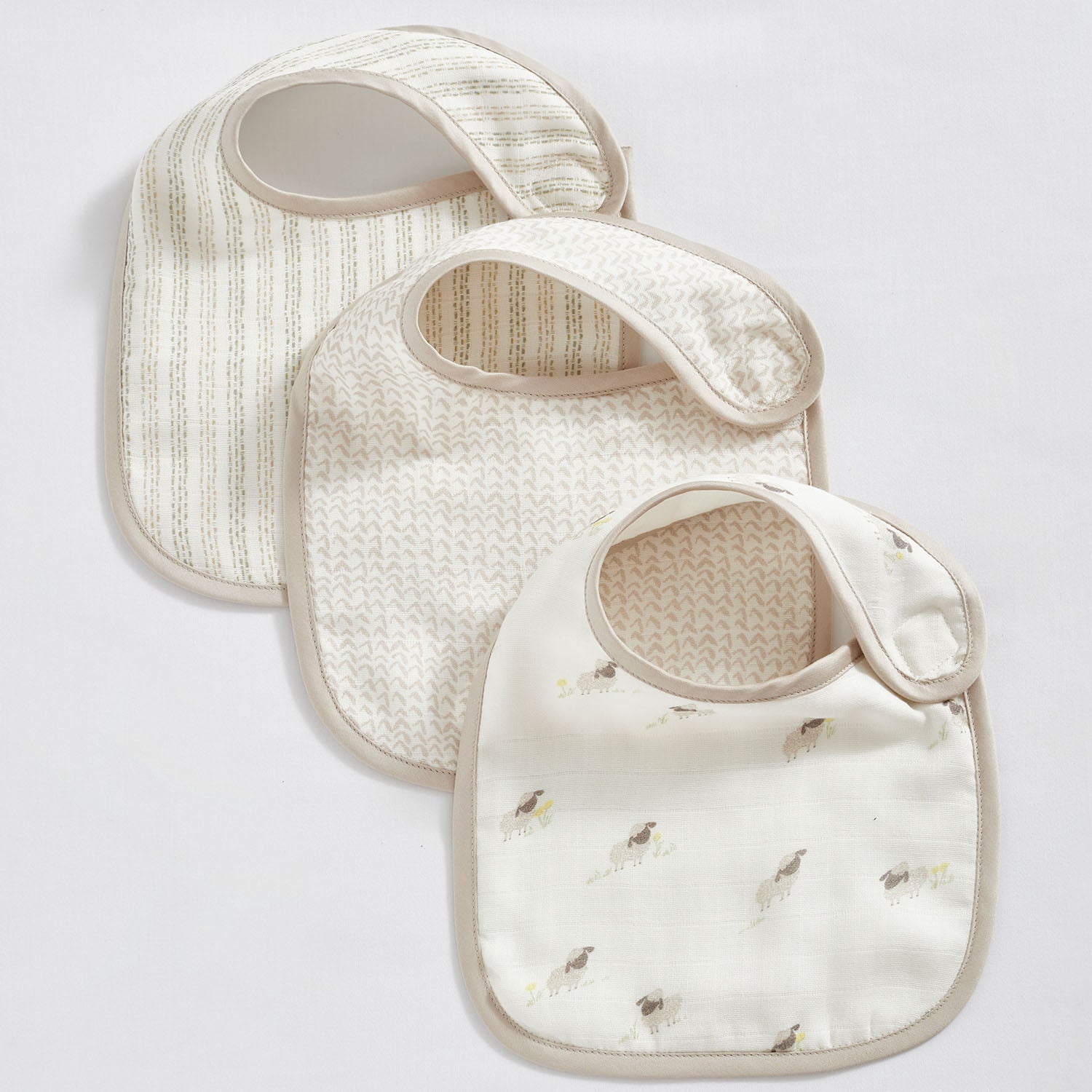 Sheep Muslin Bibs - Set of Three