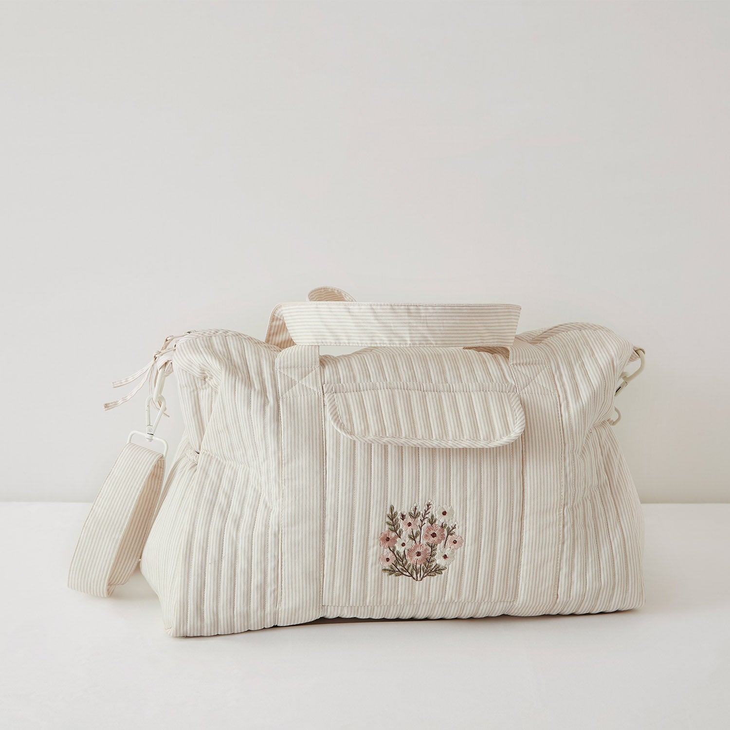 Beige Stripes Diaper Tote Bag