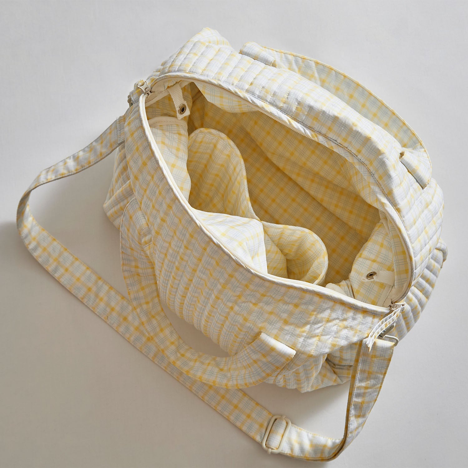 Blue & Yellow Checks Diaper Tote Bag