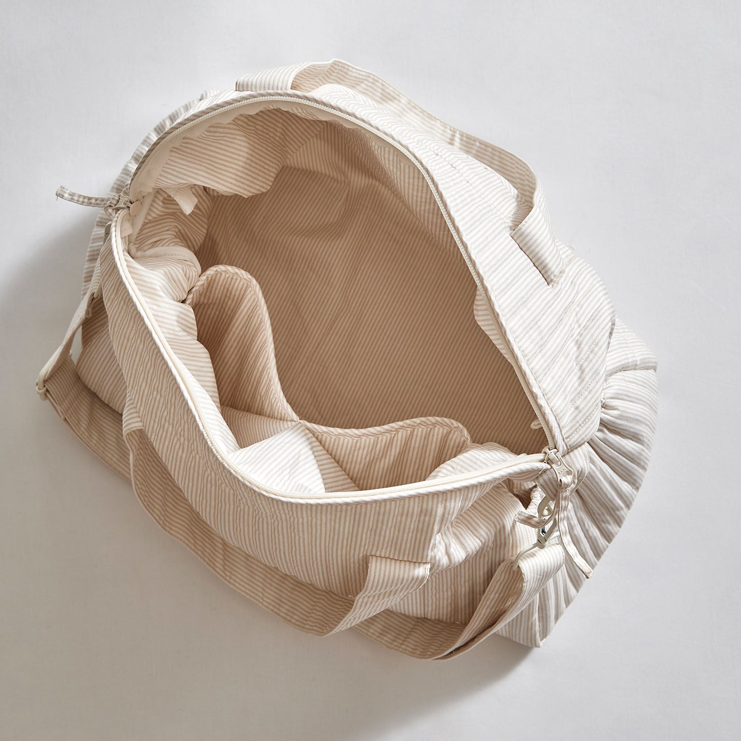 Beige Stripes Diaper Tote Bag