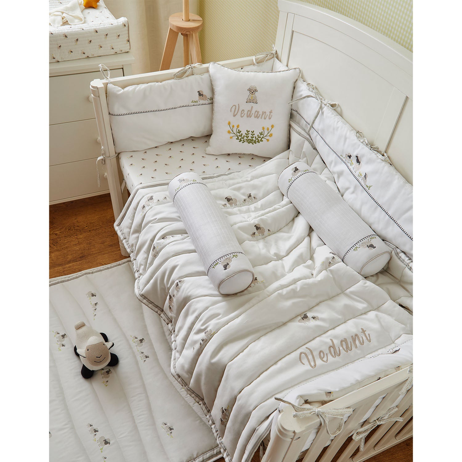 Sheep Crib Bedding Set - Set of Eight