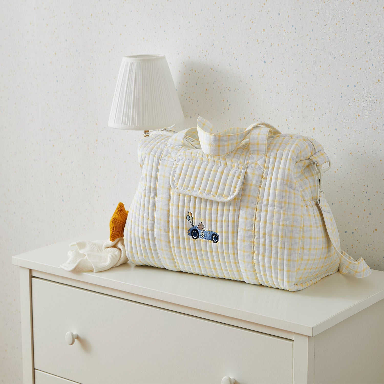 Blue & Yellow Checks Diaper Tote Bag