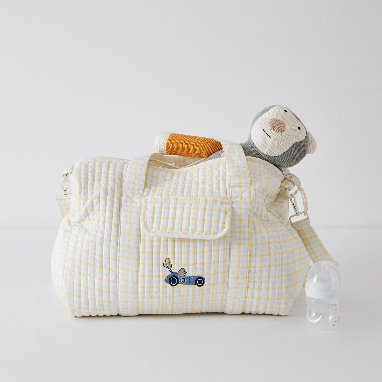 Blue & Yellow Checks Diaper Tote Bag