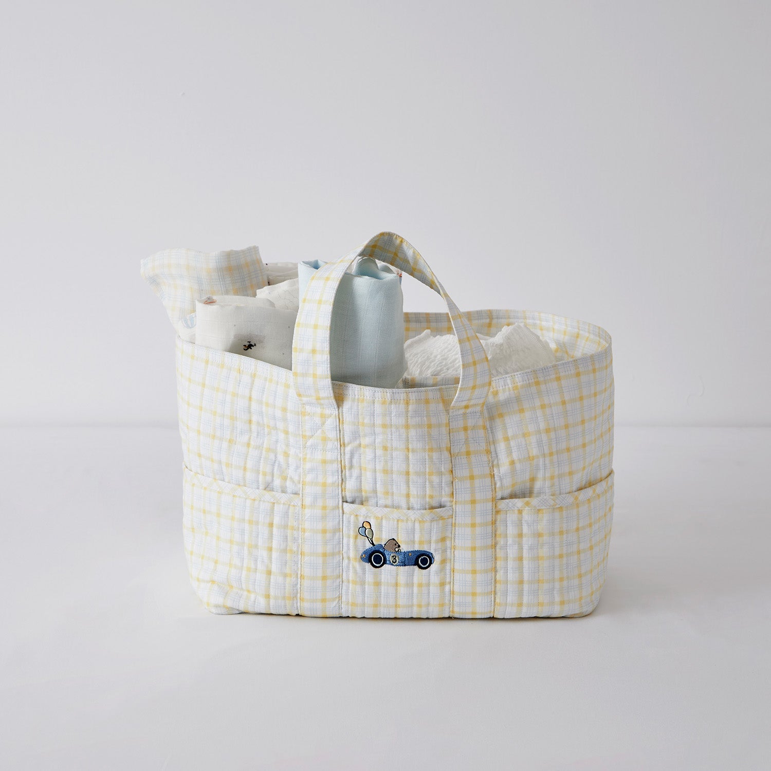 Blue & Yellow Checks Diaper Caddy