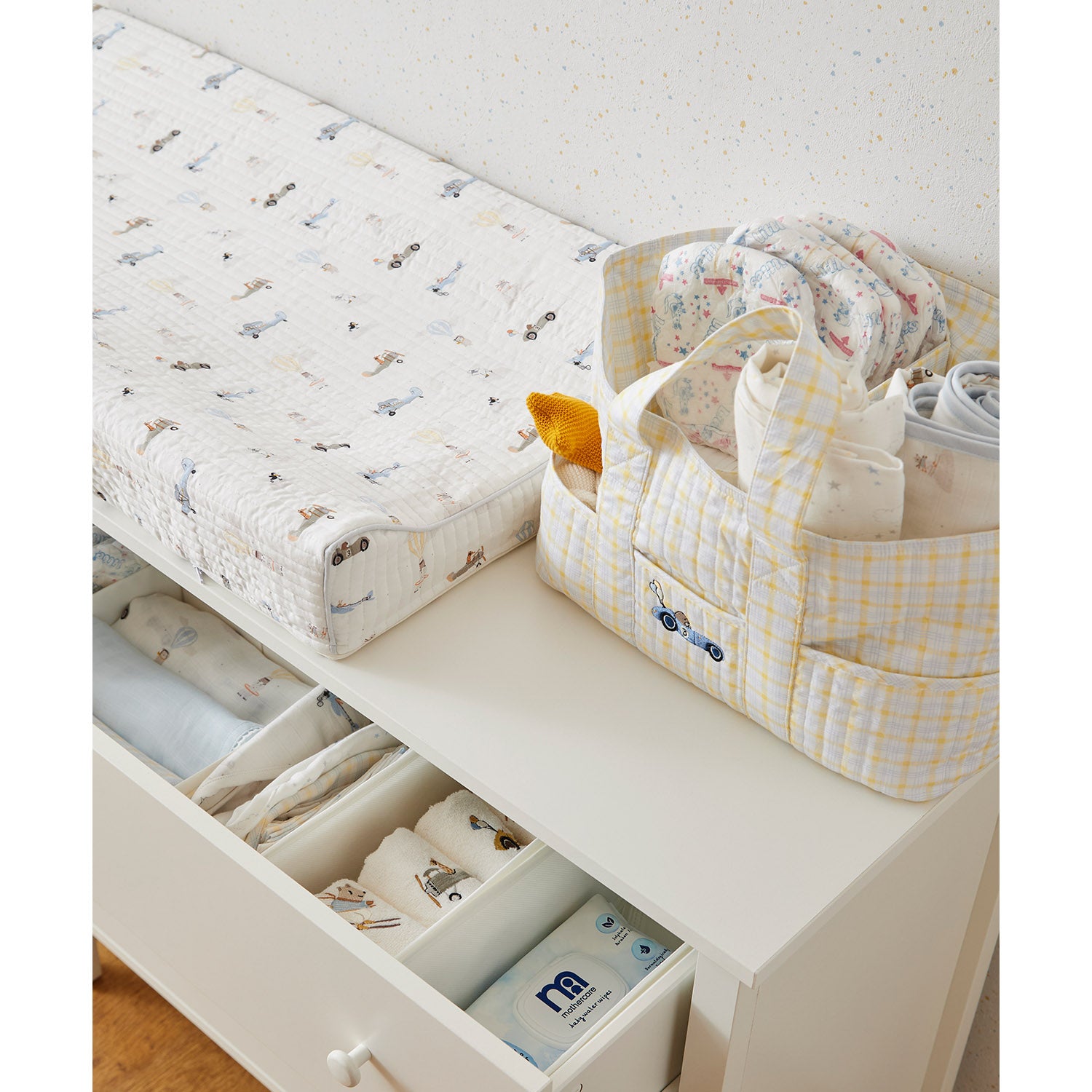 Blue & Yellow Checks Diaper Caddy