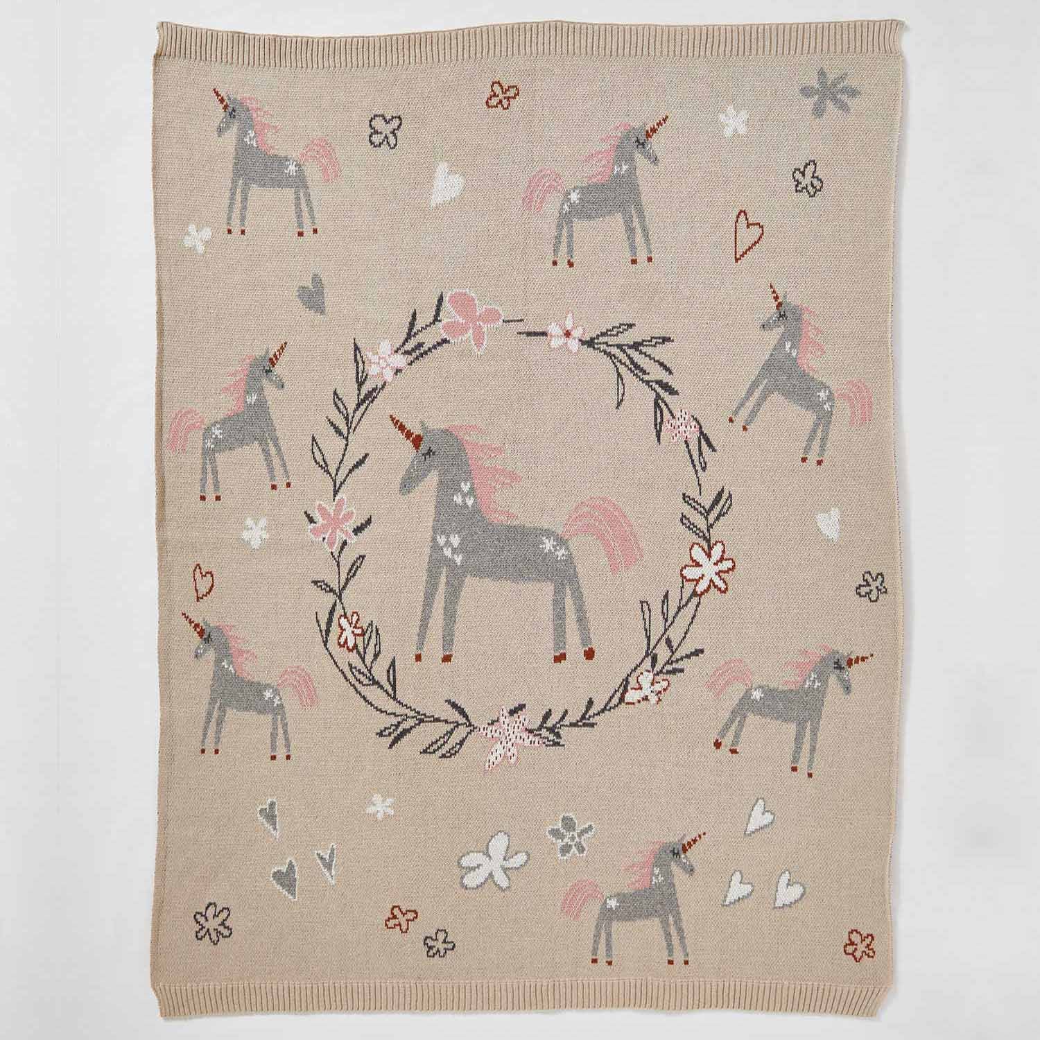 Unicorn Cotton Knitted Blanket