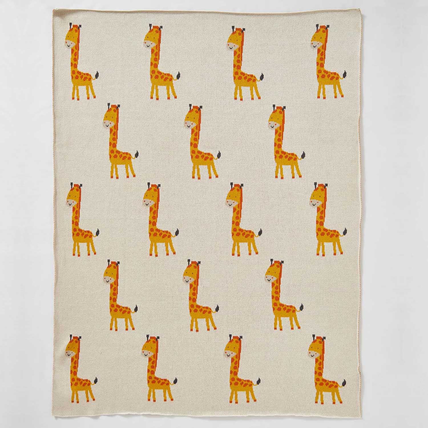 Yellow Giraffe Cotton Knitted Blanket
