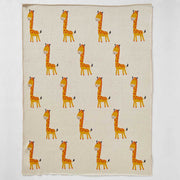 Yellow Giraffe Cotton Knitted Blanket