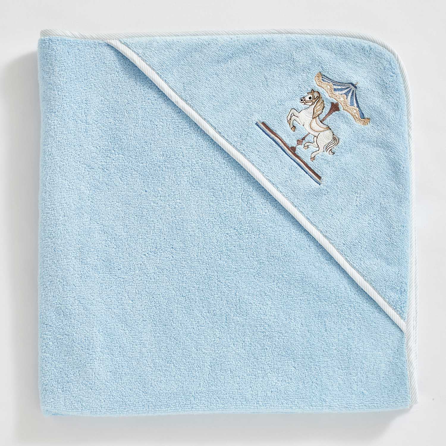 Horse Cradle Cotton Hooded Towel - Blue
