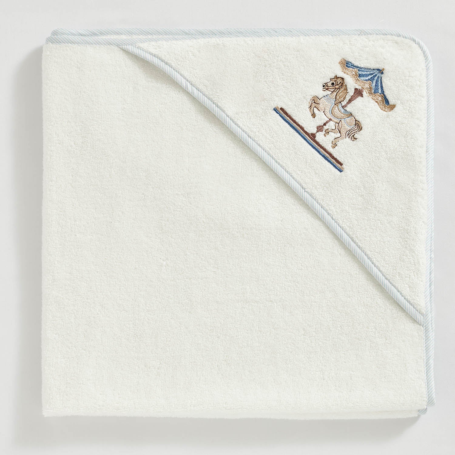 Horse Cradle Cotton Hooded Towel - White